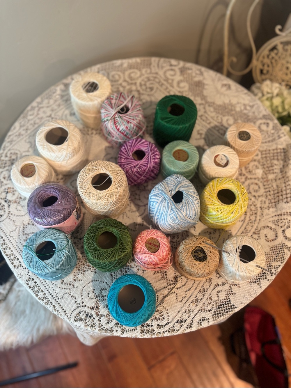 Mixed Cotton Crochet Thread Lot in Pastel & Bright Colors